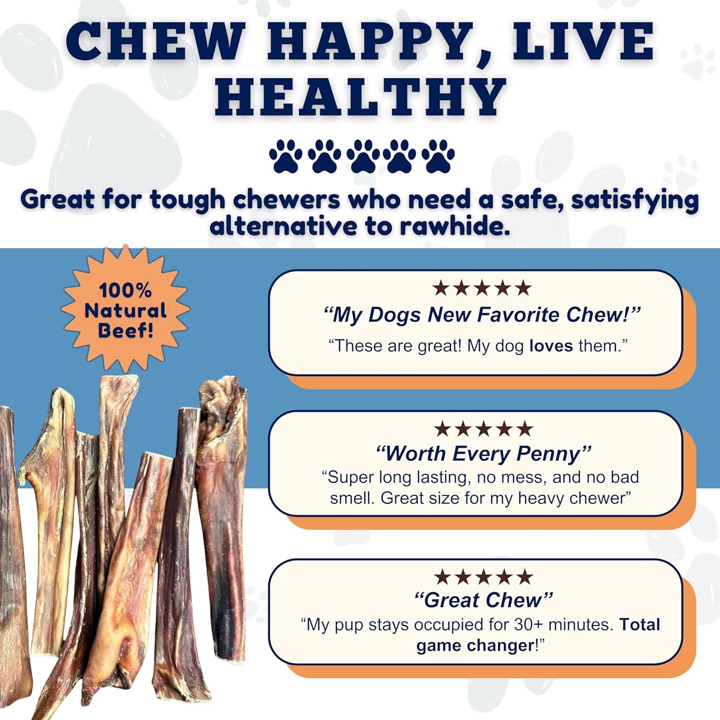 Amazing Dog Treats Gullet Sticks for Dogs- (6 Inch - 20 Count) - Jerky Chews for Dogs - Esophagus Beef Gullet