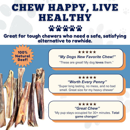 Amazing Dog Treats Gullet Sticks for Dogs- (6 Inch - 20 Count) - Jerky Chews for Dogs - Esophagus Beef Gullet