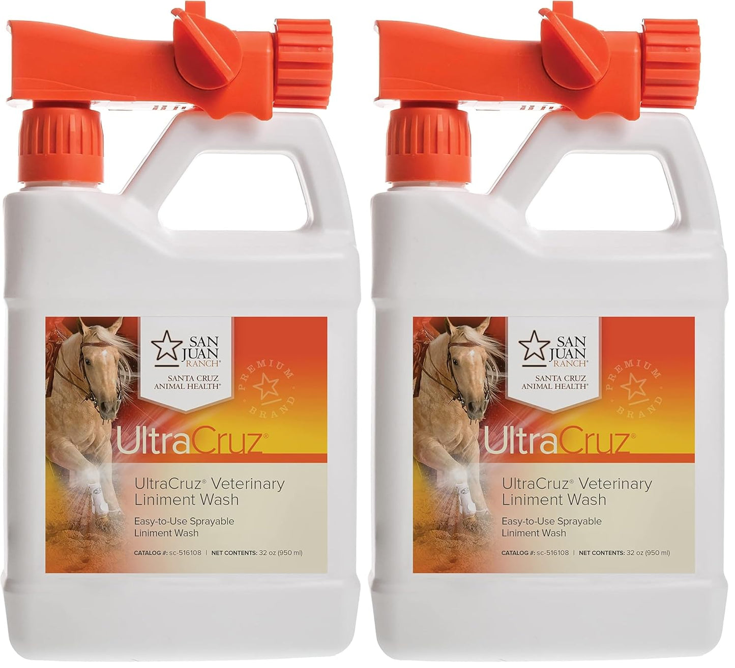 UltraCruz Veterinary Liniment Wash for Horses, 32 oz with Travel Spray (Pack of 2)
