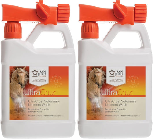 UltraCruz Veterinary Liniment Wash for Horses, 32 oz with Travel Spray (Pack of 2)