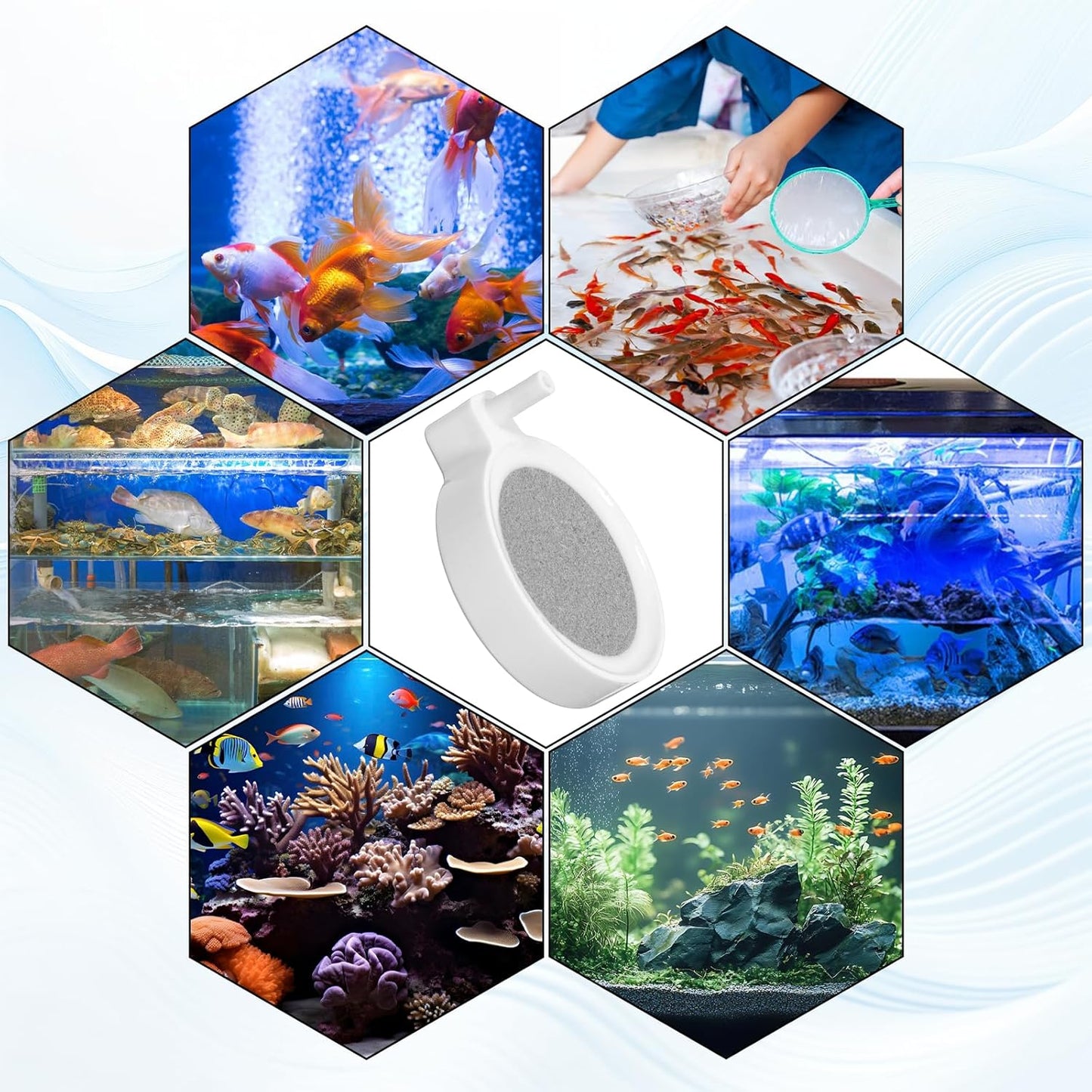 Fish Tank Nano Air Stone, 2 Inch Nano Fish Tank Bubbler, Ultra Quiet Airstone, High Dissolved Oxygen Diffuser, Aquarium Bubbler for 5 to 30 Gallon Tanks(No Air Pump and Air Tube)