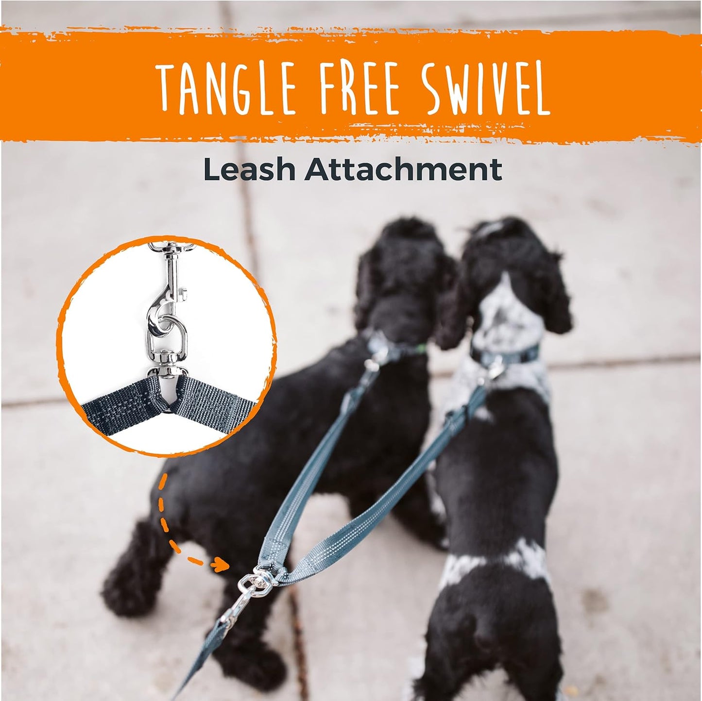 Mighty Paw Double Dog Leash - Double Leash for Two Dogs No Tangle Design. Split Lead for 2 Pets. Adjustable to Fit All Sized Breeds. Reflective Dual Pet Lead for People with 2 Pups