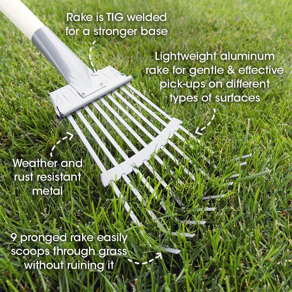 Spotty Wood Handle Pooper Scooper Durable Solid Metal Poop Tray with Rake 36.75" Long Handled Scoop | Great for Large or Small Dogs | No Assembly Required | Better for The Environment Than Plastic