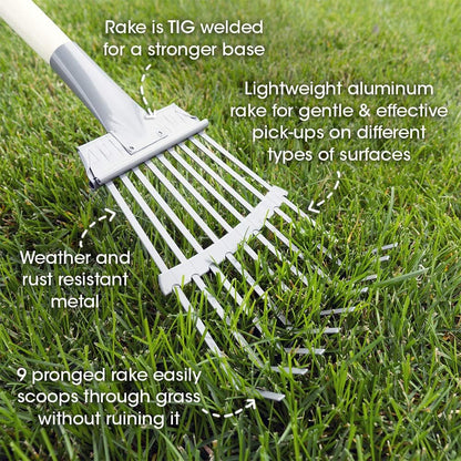 Spotty Wood Handle Pooper Scooper Durable Solid Metal Poop Tray with Rake 36.75" Long Handled Scoop | Great for Large or Small Dogs | No Assembly Required | Better for The Environment Than Plastic