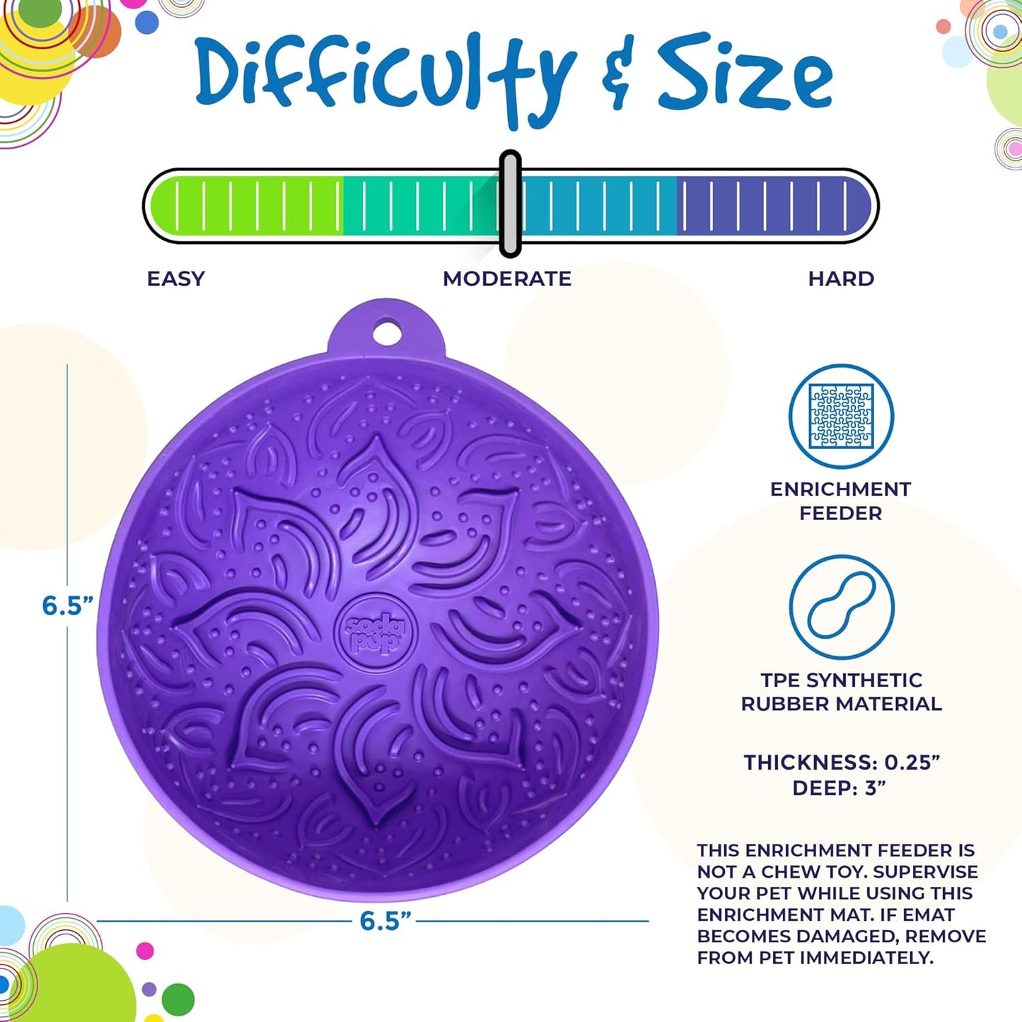 SodaPup Garden Tipsy Bowl eMat – Durable Lick Mat Enrichment Feeder Made in USA from Non-Toxic, Pet-Safe, Food Safe Rubber for Mental Stimulation, Avoiding Overfeeding, Calming, & More