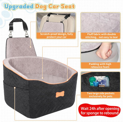 COCASES Dog Car Seats for Small Medium Dogs, Dog Booster Car Seat, Detachable and Washable Carseat Pet Bed with Seatbelt for Puppy Pets Under 35lbs Road Trip