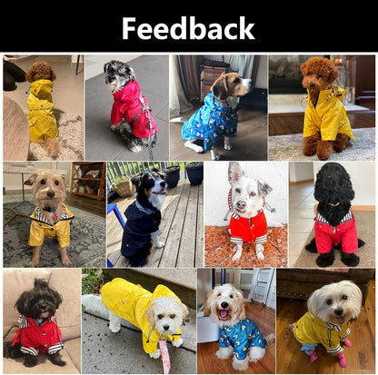 Dog Zip Up Raincoat with Reflective Buttons, Rain/Water Resistant, Adjustable Drawstring, Removable Hood, Raincoats with Legs 8lbs to 80lbs Available - Yellow - Medium