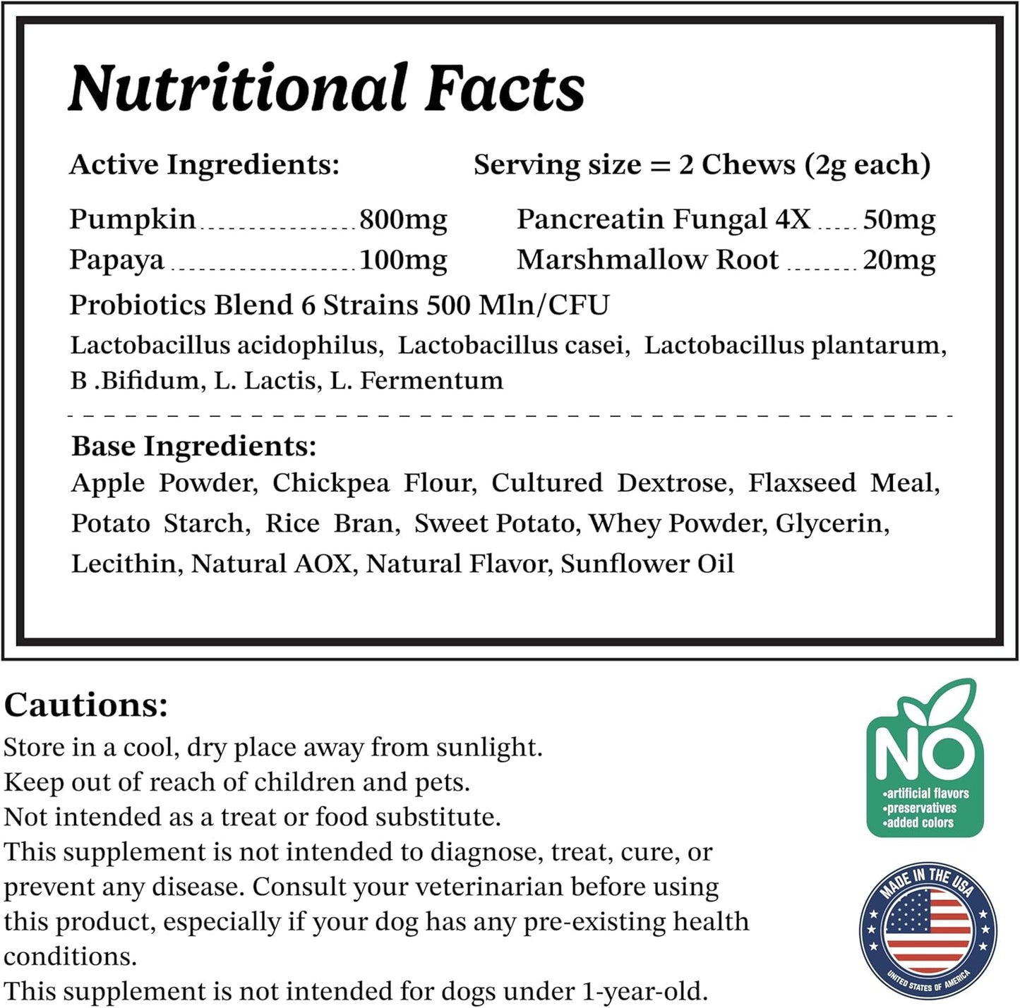 Selly’s Den Probiotics for Dogs Chicken Flavor Chew Supplement 6 Strain Blend Digestive & Immune Support Soft Chews with Enzymes, Prebiotics & Probiotics – Made in USA - 90 Count, 6.5 Oz