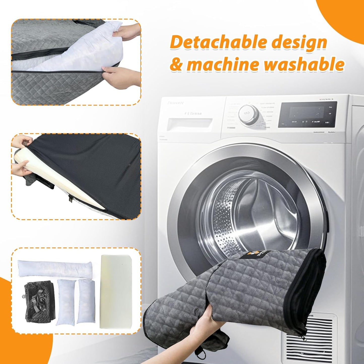 Dog Car Seat for Medium/Large Dogs Under 100 Lbs,Multi-Functional Dog Car Bed Washable Pet Travel Safety with Thick Cushion, Soft Safe Removable,for All Cars Back Seat（Grey）