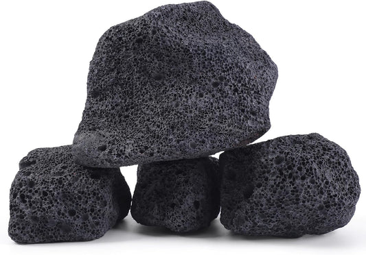 2-6 Inches Large Natural Black Lava Rock 4 PCS Aquarium Rocks for Aquascaping, Aquarium Landscaping, Terrariums, Fish Tank Decoration, Vivariums, Paludarium, Reptile and Amphibian Enclosures