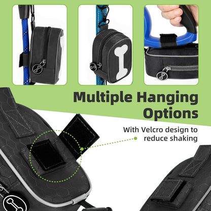 Dog Poop Bag Holder for Leash, Hands Free with Clip. Waterproof Dispenser Pouch for Dog Waste Bags, Treats & Essentials.