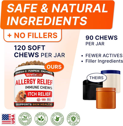 Allergy Relief + Probiotics Dogs Bundle - Itchy Skin Treatment + Digestive Enzymes - Omega 3 & Pumpkin + Prebiotics - Dogs Itching & Licking Treats + Improve Digestion - 240 Chews - Made in USA