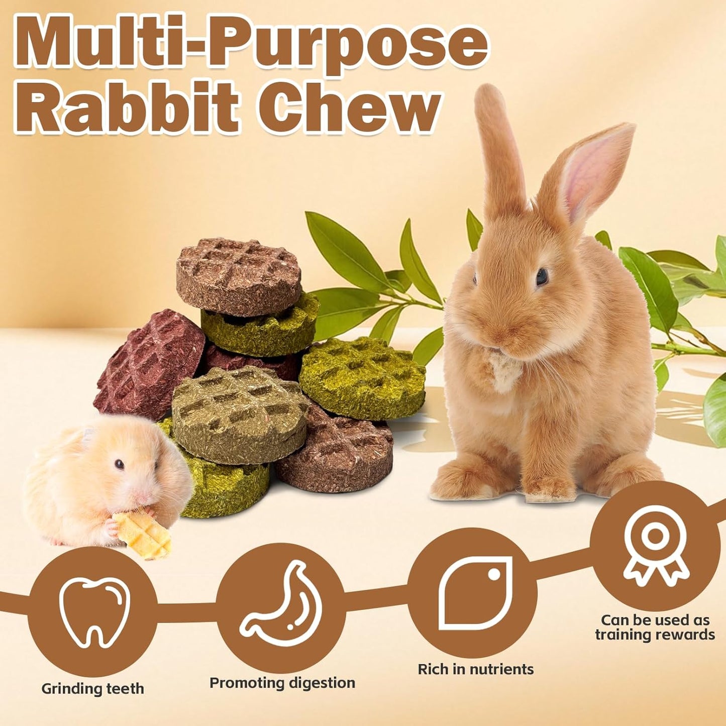 PINVNBY 10PCS Bunny Chew Toys Small Animal Molar Snacks for Teeth Rabbit Treats for Hamster, Chinchilla, Guinea Pig, Squirrels, Gerbils and Small Animals