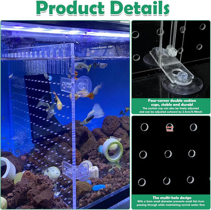 PINVNBY 5 Gallon Fish Tank Divider, Acrylic Aquarium Divider with 8 PCS Suction Cups, Transparent Fish Tank Separator for Betta Fish (Size: 20 x 18 cm/7.87 x 7.08 in)