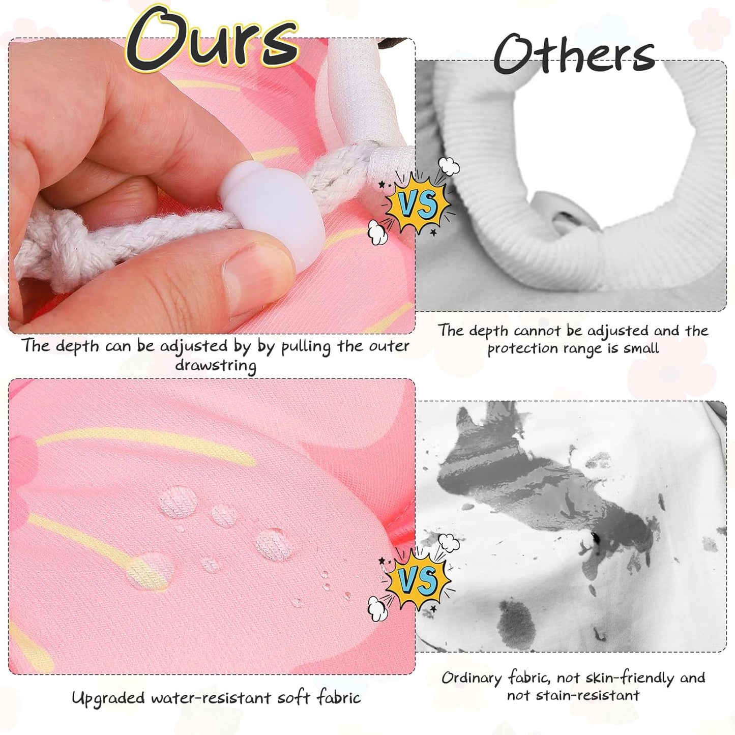 EXPAWLORER Cat Cone Collar Soft, Cat E Collar Recovery After Surgery to Stop Licking, Adjustable Waterproof Cute Neck Elizabethan Pet Kitten Puppy Donut Pillow for Cats Puppy Wound Healing, PinkL