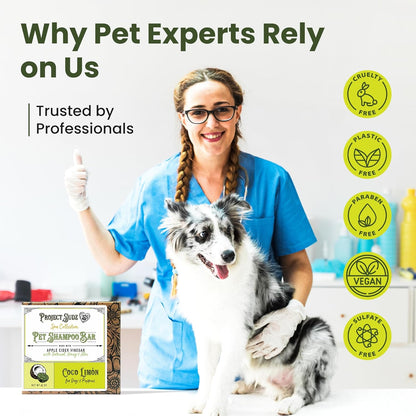 Project Sudz Spa Collection Bar Shampoo – Coco Limone | Solid Pet Shampoo Bar with Coconut & Lemon | Eco-Friendly, Plastic-Free, Gentle & Safe for Dogs & Cats