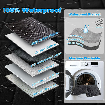URPOWER Dogs Back Seat Extender with Non-Slip Blanket - Hard Bottom Dog Car Seat Cover & Removable Dog Bed Mat, Waterproof Dogs Hammock for Car, SUV & Small Truck, Pet Backseat Protector Holds 400lbs