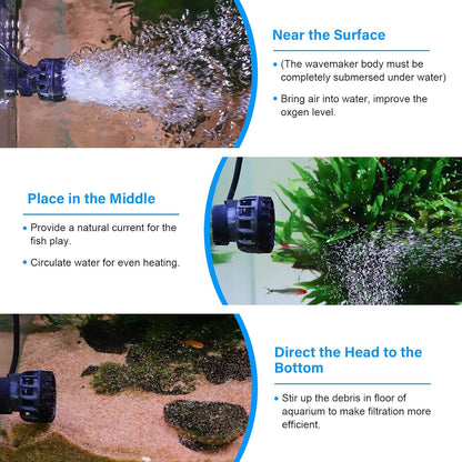 hygger Aquarium Wave Maker for 5-10 Gallon Fish Tanks, Adjustable DC Power Heads for Aquarium with Controller, Aquarium Circulation Pump With Magnetic Base for Saltwater Freshwater Tank 660 GPH