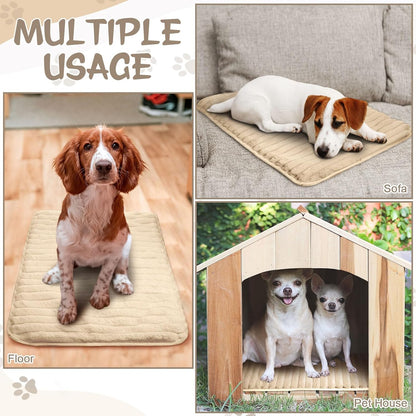 Nuanchu 4 Pack Self Warming Cat Bed 24"x18" Self Heating Dog Cat Pad Bulk Crate Bed Extra Warm Thermal Big Pet Pad for Indoor Outdoor Pets Houses with Removable Washable Cover Non Slip (Apricot)