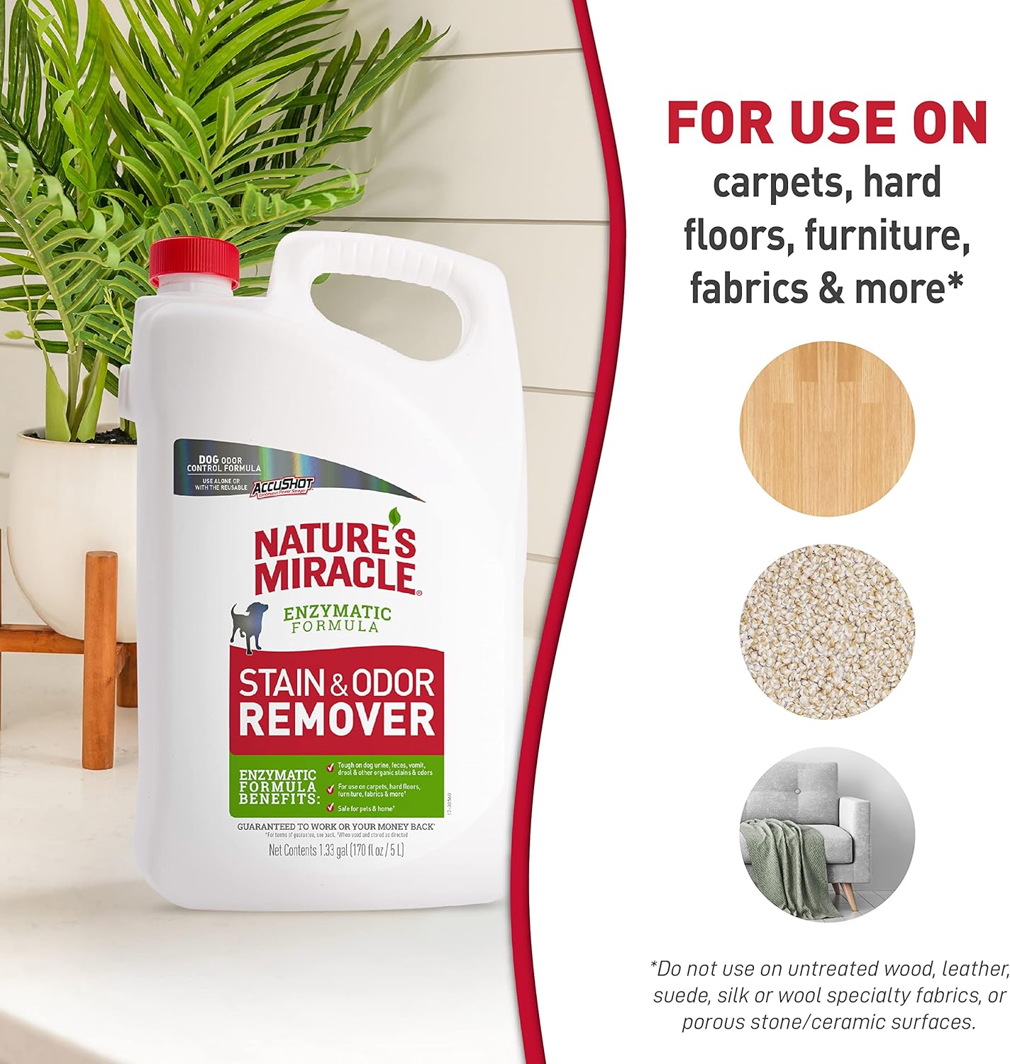 Nature's Miracle Stain and Odor Remover for Dogs, Odor Control Formula, Refill, 1.33 Gal