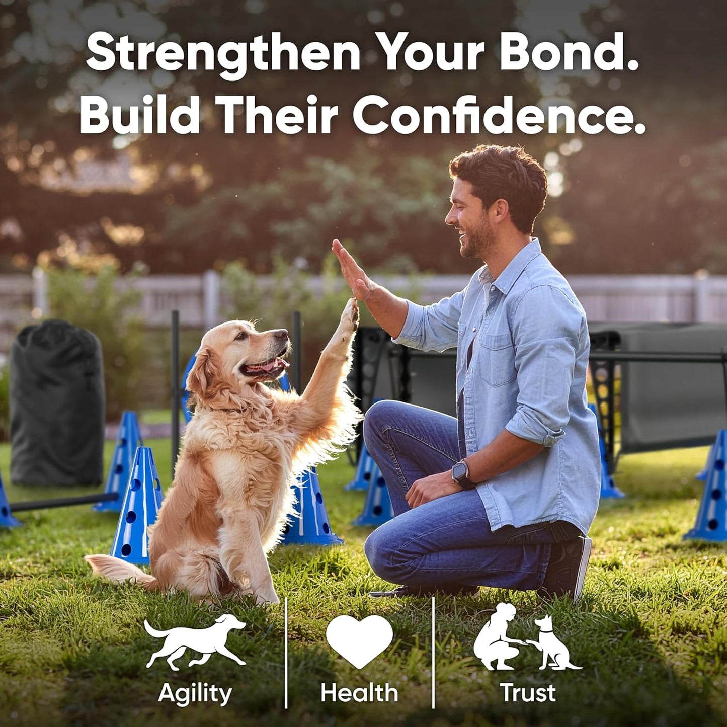 Dog Agility Course Backyard Set Complete Dog Agility Equipment with Cones, Carry Bag, Tunnels for Dogs, Jump Ring - Pet Training Playground, Dogs Obstacle Course Backyard for Indoor Outdoor