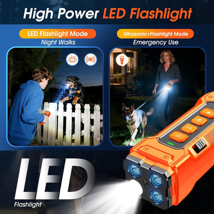 Dog Bark Deterrent Devices, Anti Barking Device 3X Ultrasonic Bark Control Device 50ft Range, Rechargeable & Safe Dog Training Tool for Quiet Walks and Peaceful Homes