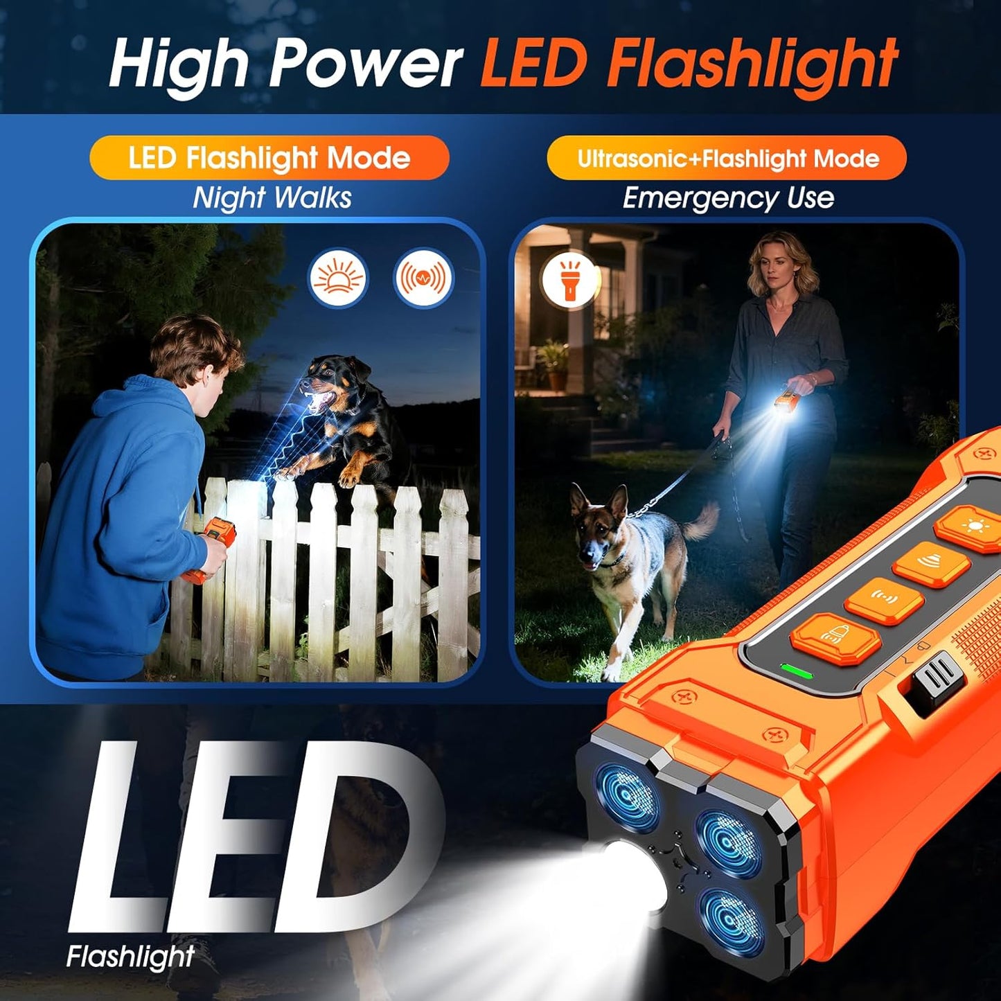 Dog Bark Deterrent Devices, Anti Barking Device 3X Ultrasonic Bark Control Device 50ft Range, Rechargeable & Safe Dog Training Tool for Quiet Walks and Peaceful Homes