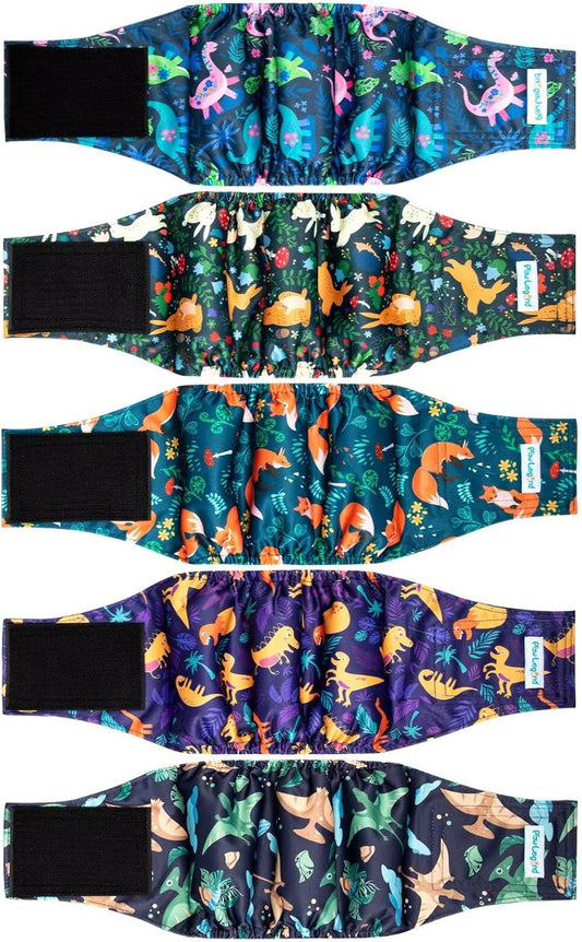 Paw Legend Washable Dogs Diapers Male Dog Belly Bands for Male Dogs Diapers Reusable Puppy & Doggie Diapers Male (5 Pack, Small)