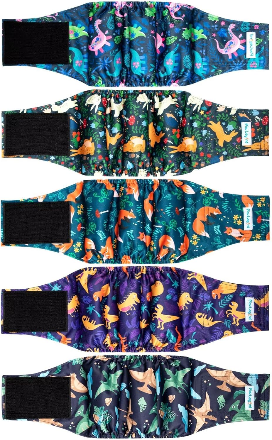 Paw Legend Washable Dogs Diapers Male Dog Belly Bands for Male Dogs Diapers Reusable Puppy & Doggie Diapers Male (5 Pack, Small)