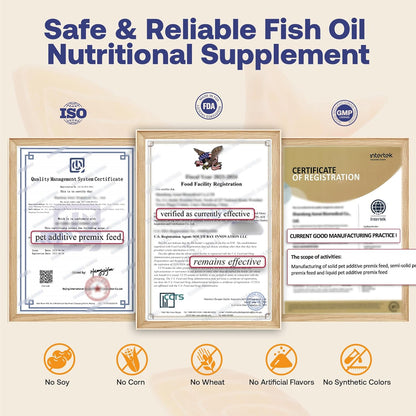 Wild Alaskan Salmon Oil for Dogs & Cats (16oz), Fish Oil Omega 3 Supplements with EPA & DHA for Skin & Coat, Immune, Brain, Joint and Heart Health, Dog & Cat Fish Oil Supplements with Pump