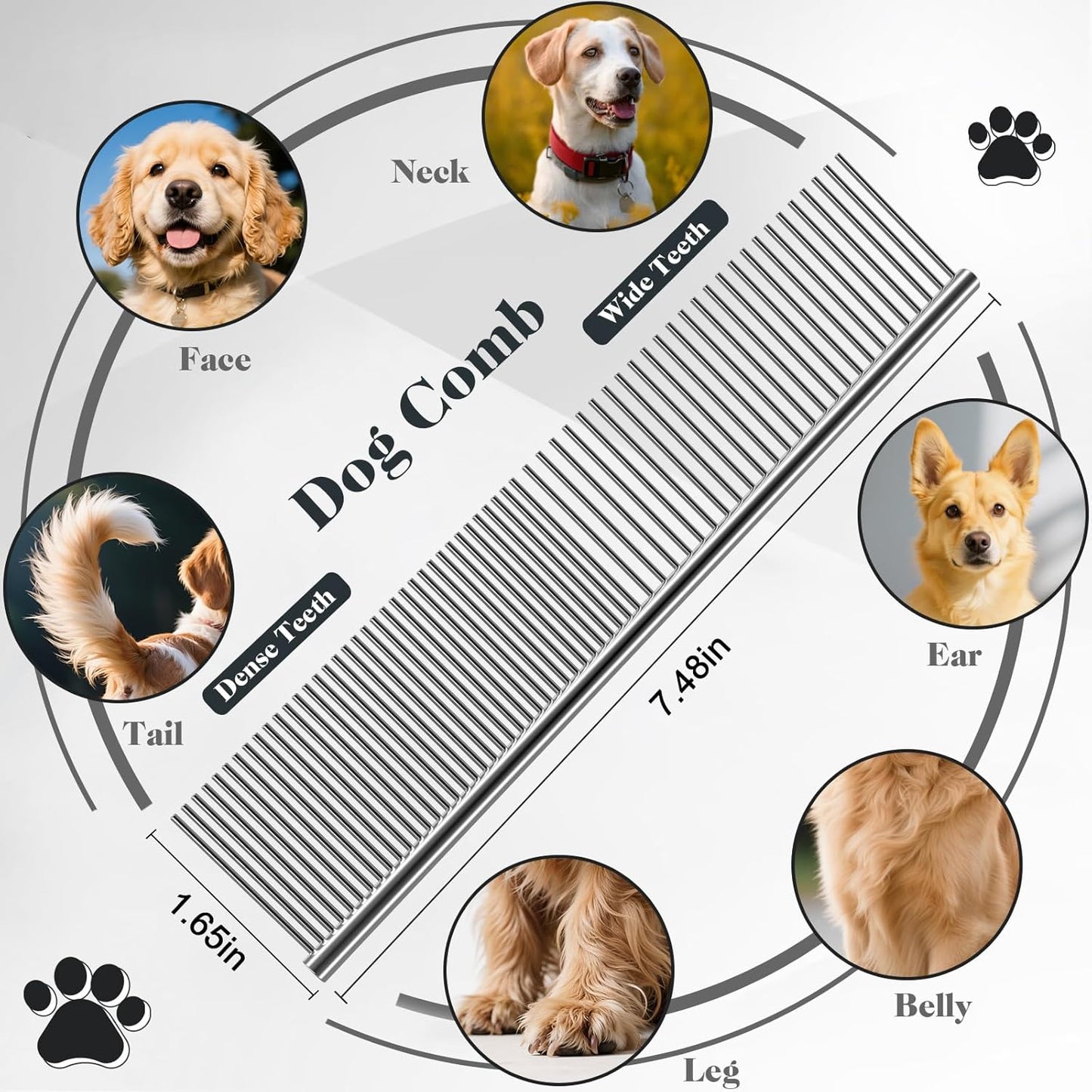 2PCS Slicker Brush for Dogs & Pet Comb,Professional Dog Grooming Brush (Goldendoodles,Poodles,Labradoodles) with Extra Long Pins to Effectively Remove Tangles, Knots and Mats (Black, Large)