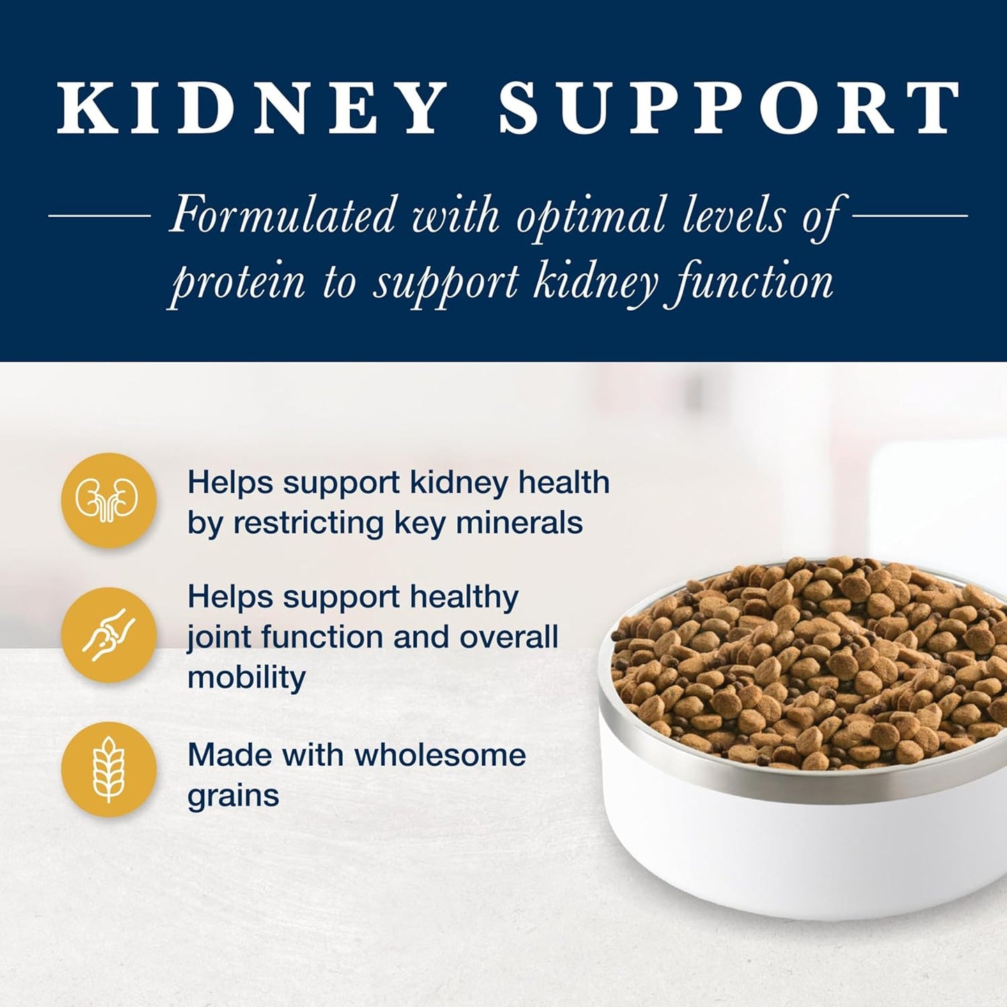 Blue Buffalo Natural Veterinary Diet K+M Kidney + Mobility Support Dry Cat Food, Chicken 7-Lb Bag