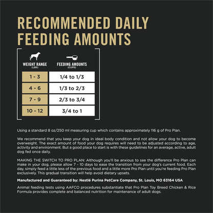 Purina Pro Plan Toy Breed Dog Food, Chicken and Rice Formula With Guaranteed Live Probiotics - 5 lb. Bag