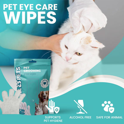 Dog Washing Gloves 10-Pack Pet Grooming Gloves Natural Plant Fiber Dog Cleaning Wipes for Body, Ears, Tear Stain Wipes Ideal for Travel, Outdoors