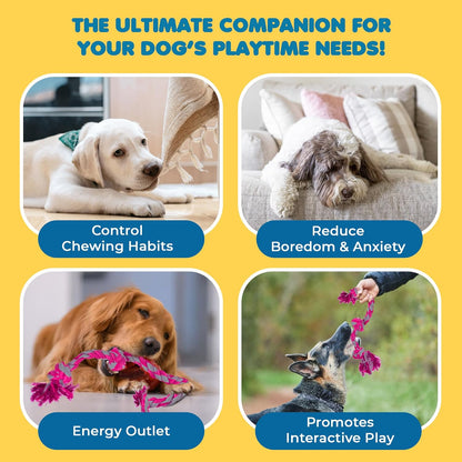 SunGrow Pink Dog Rope Toys, Twisted Triple Knotted Rope Bone, 2 Pack for Aggressive Chewers, Large Dogs Extra Strong, Heavy-Duty Dog Pull, Tug of War Ropes