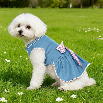 Small Dog cat Thin Denim Blue Dress