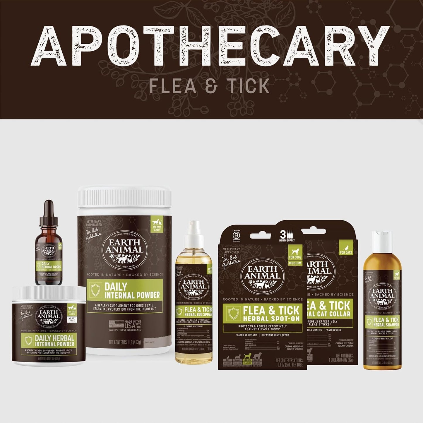 Earth Animal Apothecary Natural Flea & Tick - Herbal Collar for Small Dogs & Puppies - 1 Collar