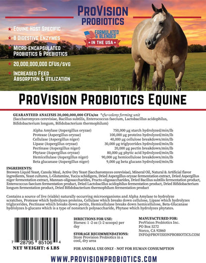 Digestive Aid for Horses - 6 lb Bag (90 Servings @ 83¢/Serv) - Probiotics, Prebiotics, and Digestive Enzymes for Gut Health, Nutrient Absorbtion & Performance