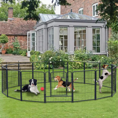 Dog Playpen Portable Outdoor Dog Fence, Dog Playpen for Large/Medium/Small Dogs, Dog Fences for The Yard with Doors Foldable Metal