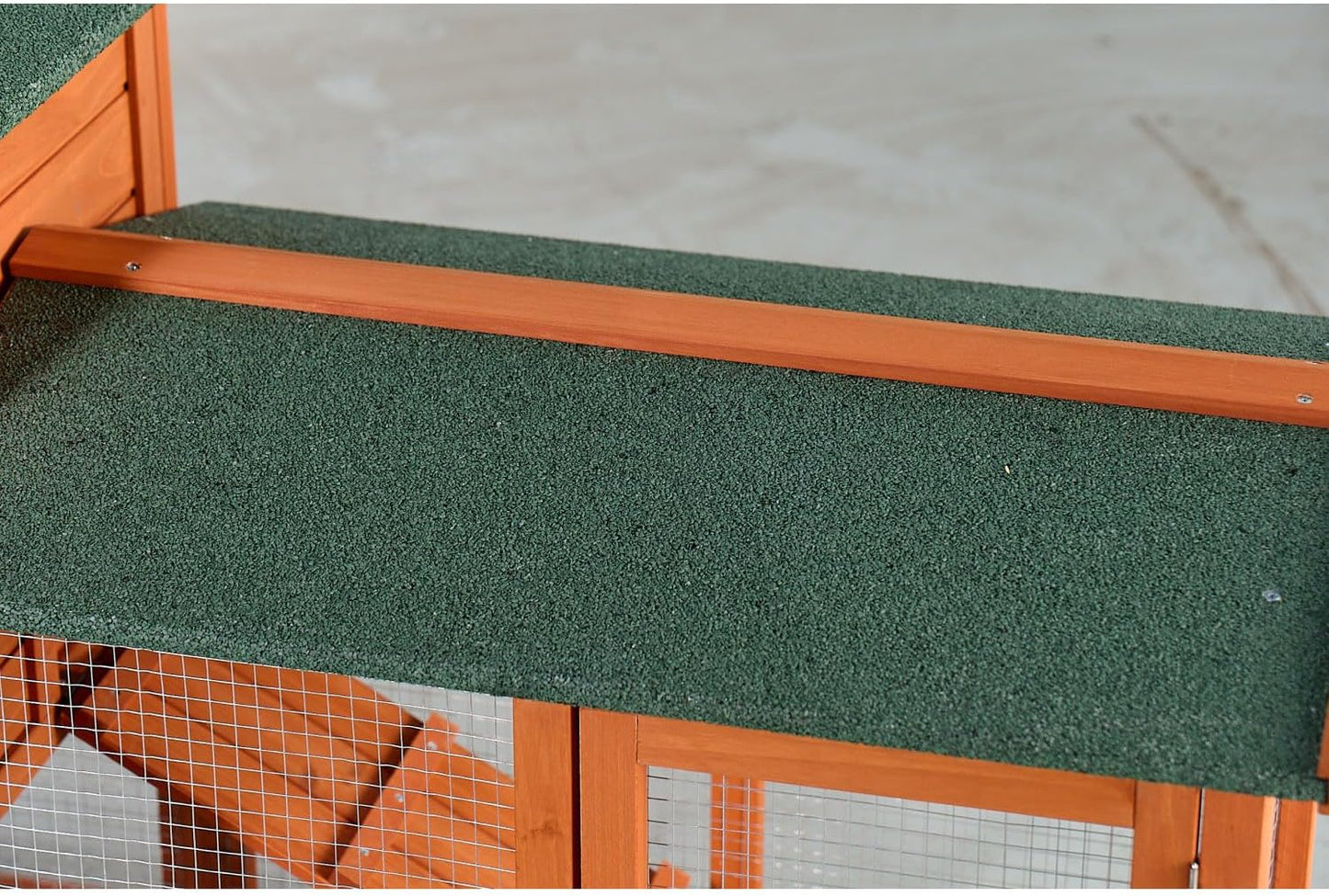 Large Wooden Rabbit Hutch Wood Green Fir Wood Construction Outdoor Lawn, Porch Weather-Resistant Design