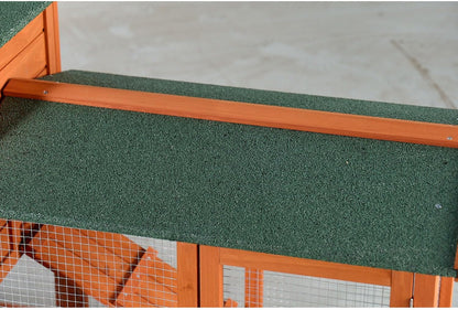 Large Wooden Rabbit Hutch Wood Green Fir Wood Construction Outdoor Lawn, Porch Weather-Resistant Design