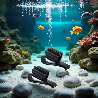 2 Pcs Black Fish for Tank Mounting Clip, Water Pipe Hose Holder Multifunction Adjustable Clamp for 0.31""""-0.62"""" Dia Tub Aquarium Tube Holder, Aquarium Air Pump Accessories