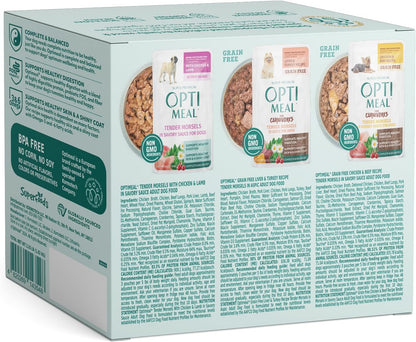 Optimeal Wet Dog Food Small Breed Variety Pack - Grain Free Recipe High Protein Tender Morsels in Aspic Made with Natural Ingredients for Adult Dogs, Premium Nutrition Pouches - 3oz Pouch (Pack of 12)