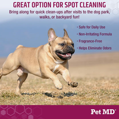 Pet MD Wrinkle Finger Wipes for Dogs & Cats - Dog Tear Stain Remover and Debris Cleaner for Skin Folds - Fragrance-Free & Hypoallergenic Grooming Wrinkle Wipes French Bulldog, Pug, and More - 50ct