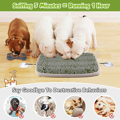 Snuffle Mat for Dogs 21x16Inc and Small Silicone Lick Mat for Dog,Dog Sniffiing Interactive Foraging Puzzle Toy, Stress Relief & Training for Small/Medium/Large Dogs(Gray)