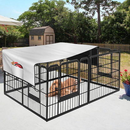 Dog Kennel Cover,210D Oxford Pet Enclosure Sunshade - Waterproof Large Kennel Cover | for Patio Picnic Outdoor Camping Backyard Beach Park Family Gathering