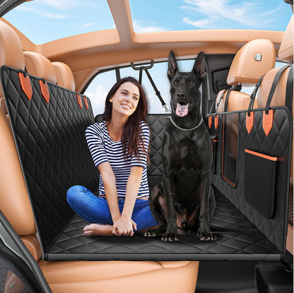Dog Seat Cover for Back Seat, Hard Bottom Back Seat Extender Holds 500 lbs, Waterproof & Nonslip Car Hammock for Large Pets, Comfortable Travel Seat Protector for SUV and Sedan