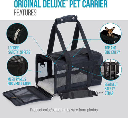 Sherpa Original Deluxe Travel Pet Carrier, Airline Approved & Guaranteed On Board - Black, Medium