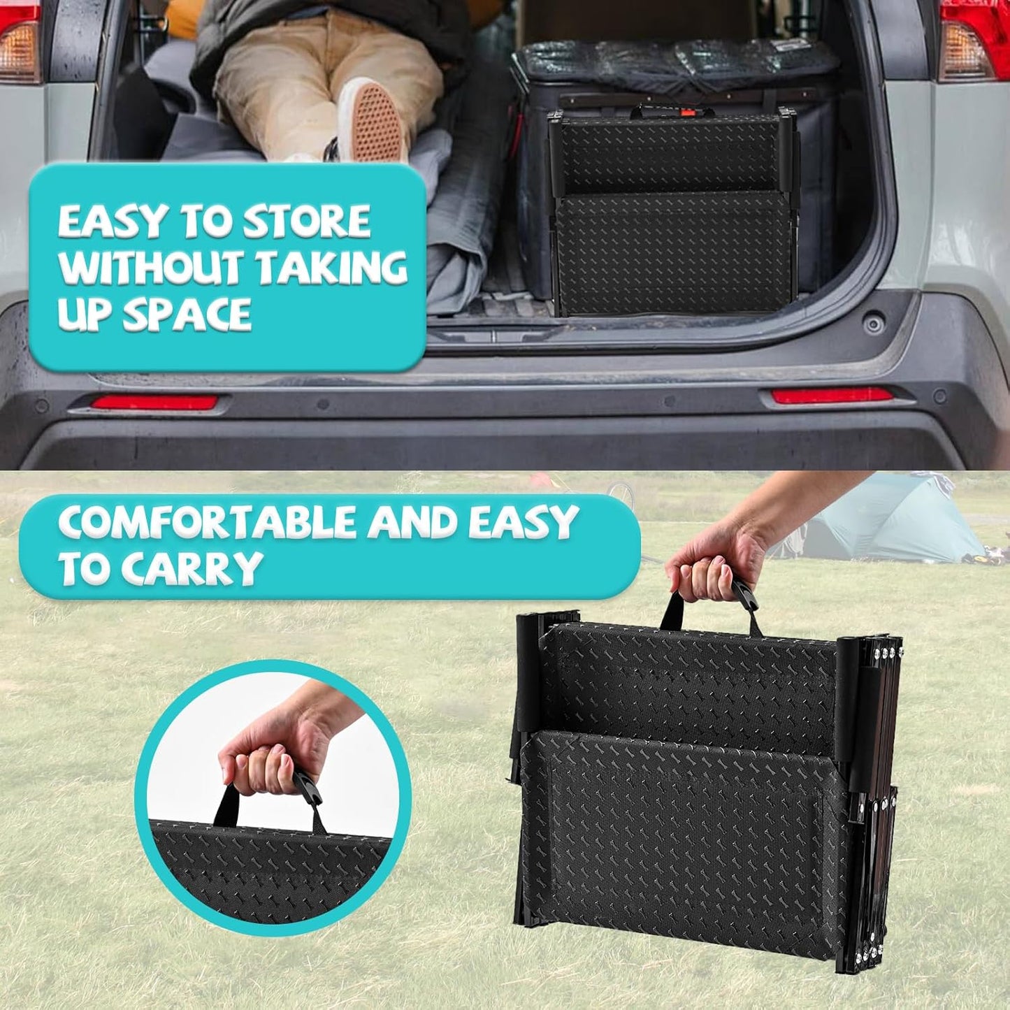 Dog Stairs for Car - Foldable Dog Ramps for Dogs with Non Slip Surface, Portable Pet Stairs for Cars and SUV, Truck, Sofas, Bed Support Up to 200 lbs (5 Steps)