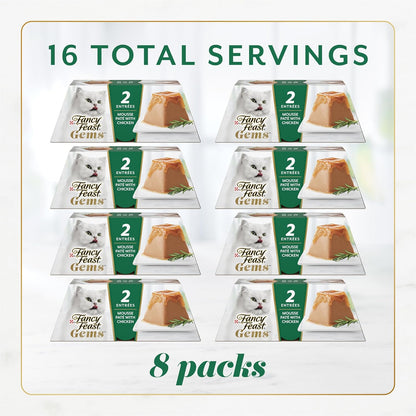 Fancy Feast Gems Pate Cat Food Mousse With Chicken and a Halo of Savory Gravy Cat Food - (Pack of 8) 4 oz. Boxes